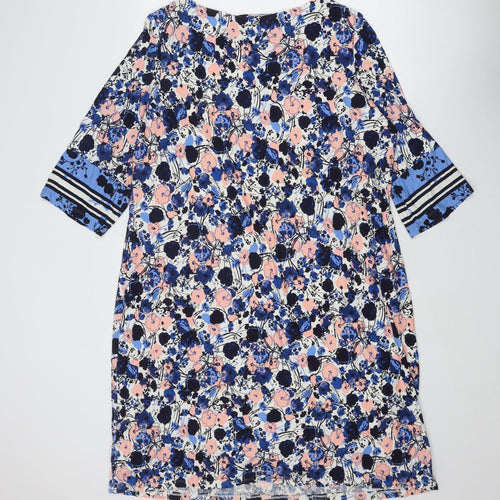 Per Una Womens Blue Geometric Viscose A-Line Size 22 Round Neck Pullover