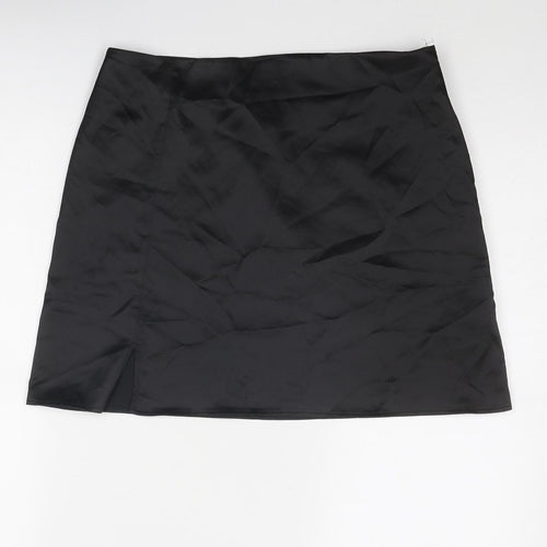 As You Womens Black Polyester A-Line Skirt Size 14 Zip