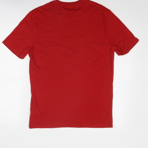 Marks and Spencer Mens Red Cotton T-Shirt Size S Round Neck - Merry Christmas Brew Dolph