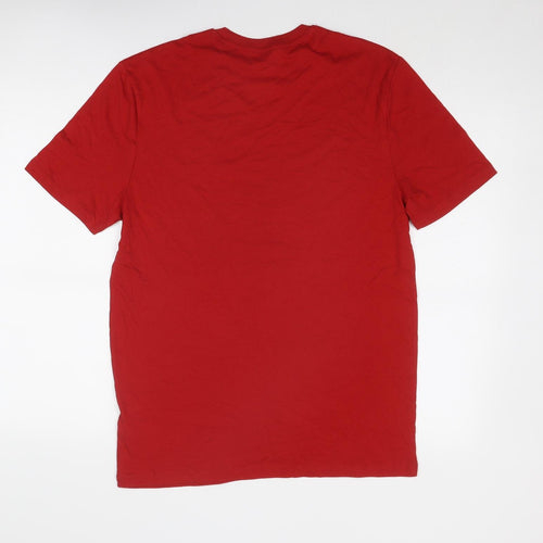 Marks and Spencer Mens Red Cotton T-Shirt Size S Round Neck - Merry Christmas Brew Dolph