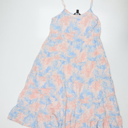 New Look Womens Pink Tie Dye Viscose Slip Dress Size 12 Scoop Neck Pullover