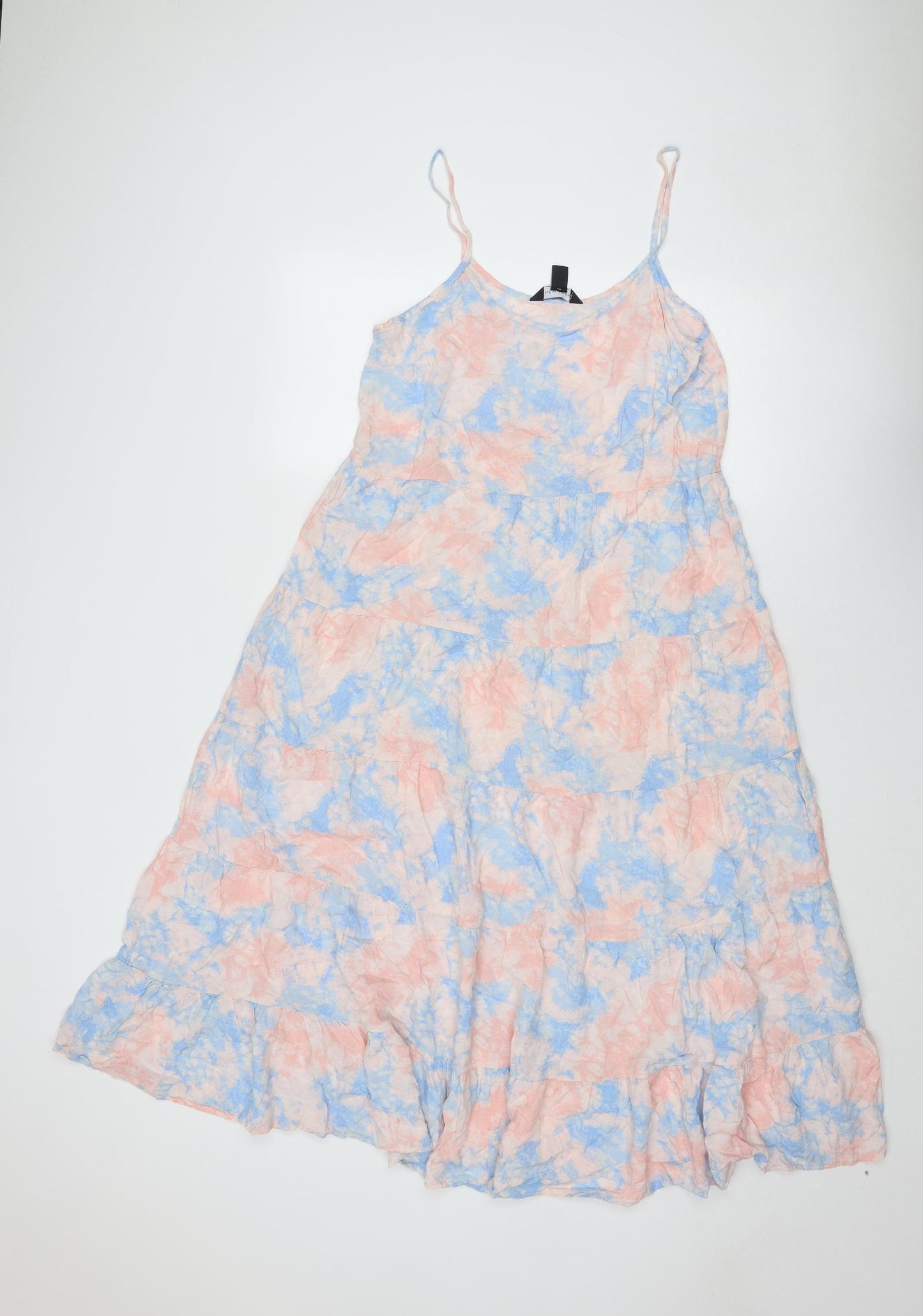 New Look Womens Pink Tie Dye Viscose Slip Dress Size 12 Scoop Neck Pullover