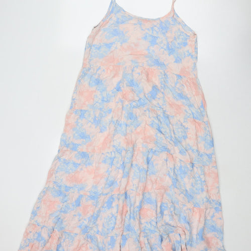 New Look Womens Pink Tie Dye Viscose Slip Dress Size 12 Scoop Neck Pullover