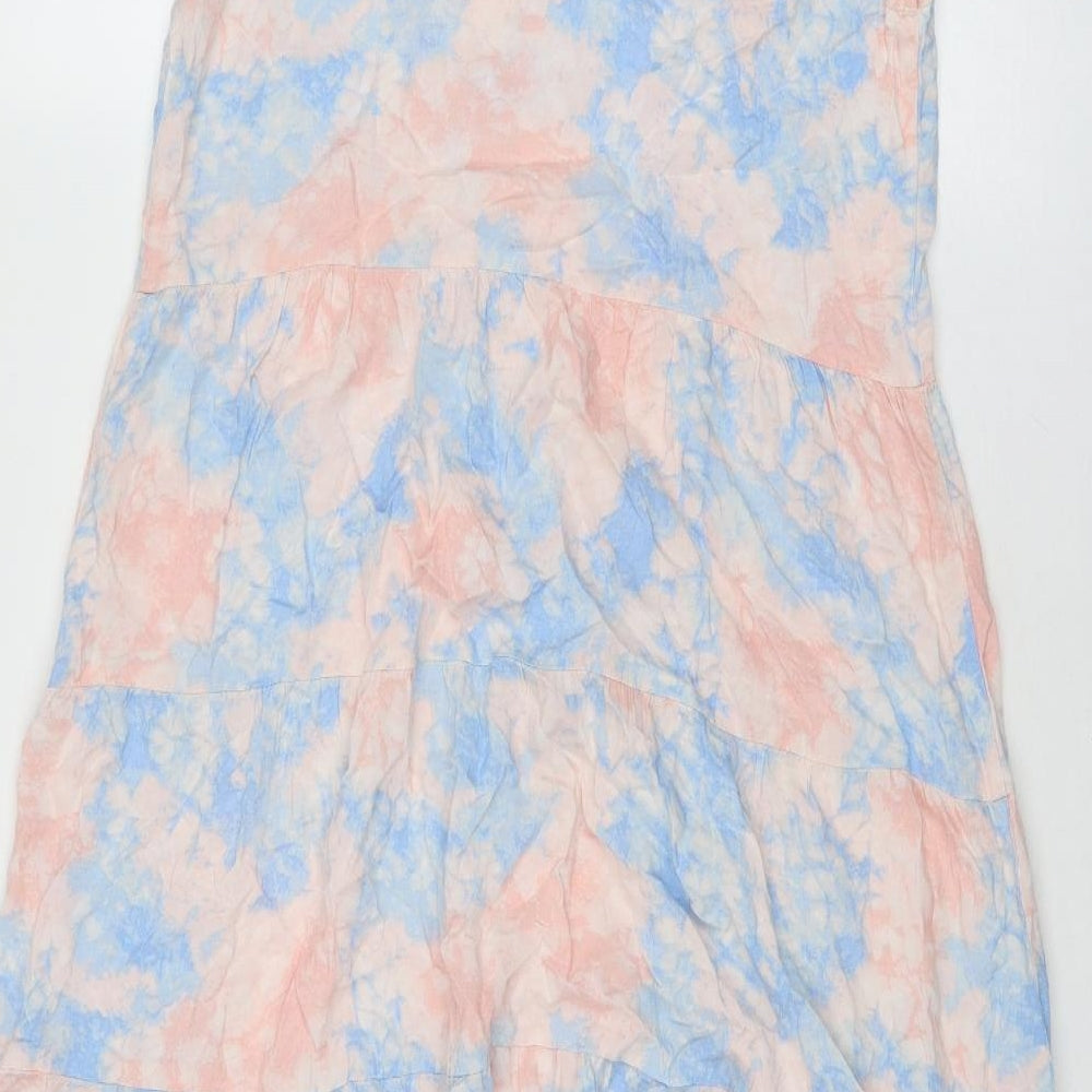 New Look Womens Pink Tie Dye Viscose Slip Dress Size 12 Scoop Neck Pullover