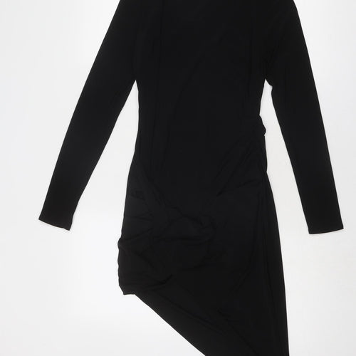 HOUSE OF CB Womens Black Polyester T-Shirt Dress Size M Boat Neck Pullover
