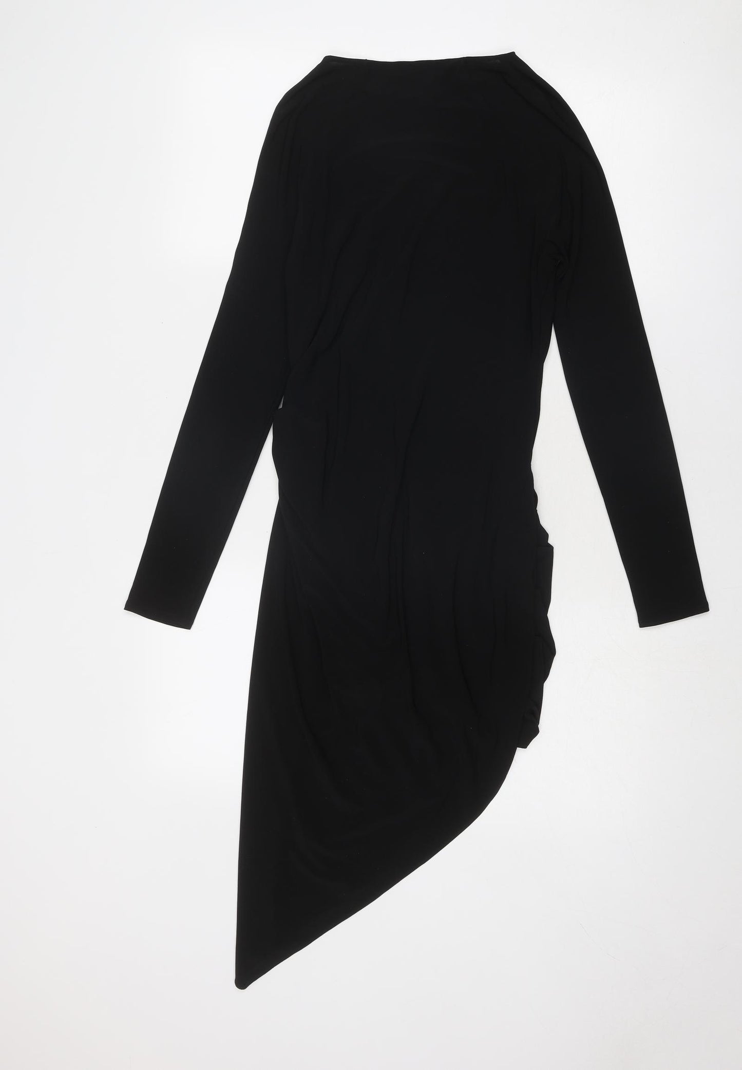 HOUSE OF CB Womens Black Polyester T-Shirt Dress Size M Boat Neck Pullover