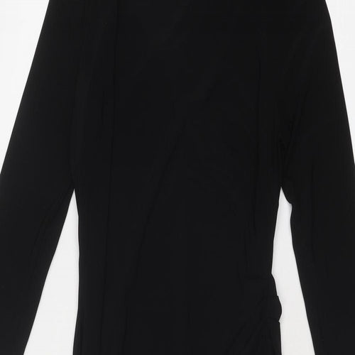 HOUSE OF CB Womens Black Polyester T-Shirt Dress Size M Boat Neck Pullover