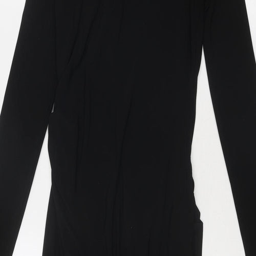 HOUSE OF CB Womens Black Polyester T-Shirt Dress Size M Boat Neck Pullover