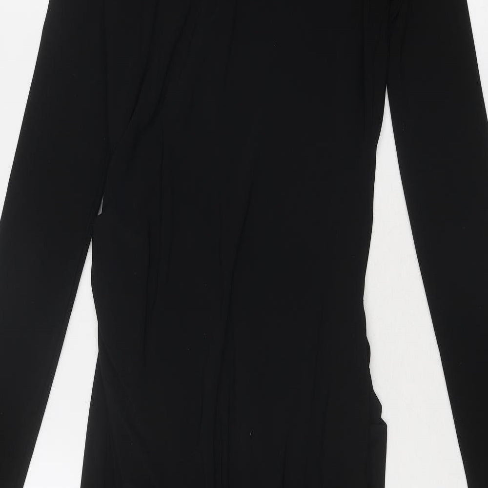 HOUSE OF CB Womens Black Polyester T-Shirt Dress Size M Boat Neck Pullover