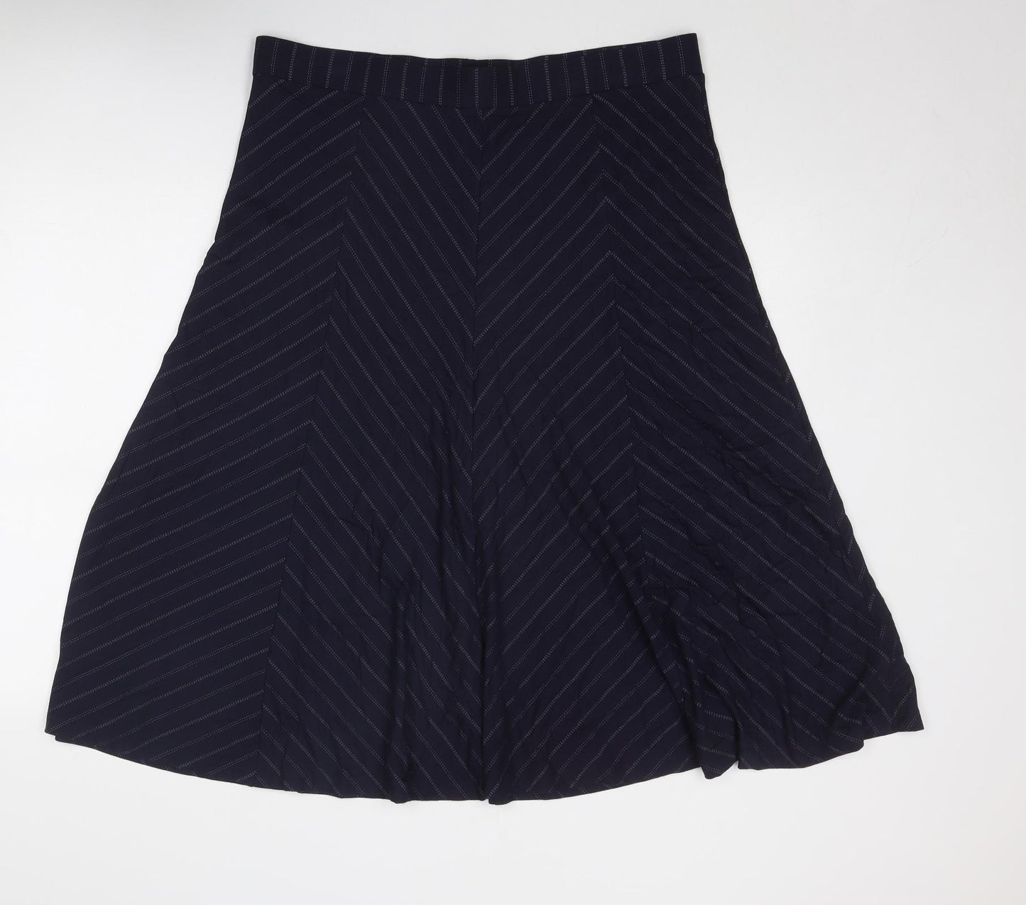 Marks and Spencer Womens Blue Striped Viscose Swing Skirt Size 18