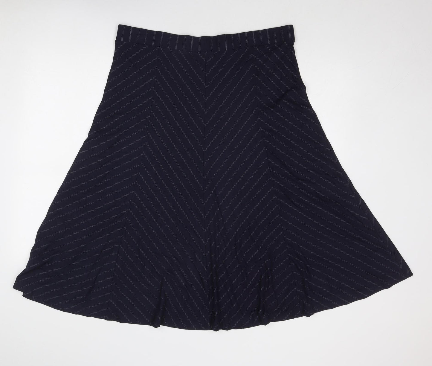 Marks and Spencer Womens Blue Striped Viscose Swing Skirt Size 18