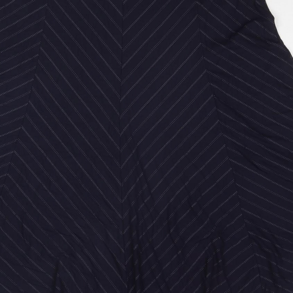 Marks and Spencer Womens Blue Striped Viscose Swing Skirt Size 18
