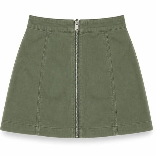 Divided by H&M Womens Green Cotton A-Line Skirt Size 6 Zip
