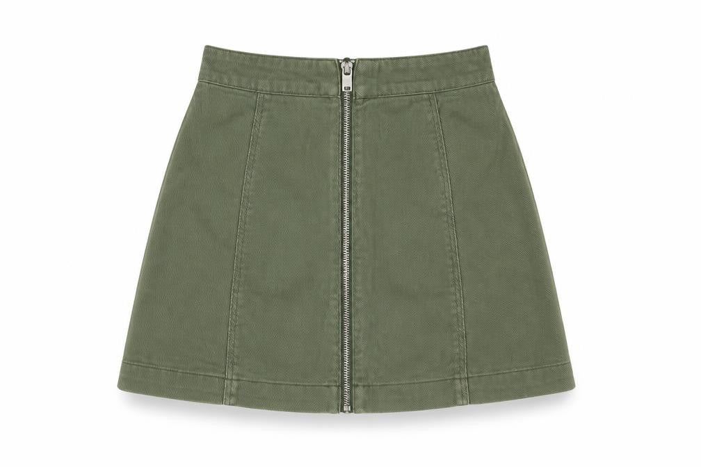 Divided by H&M Womens Green Cotton A-Line Skirt Size 6 Zip