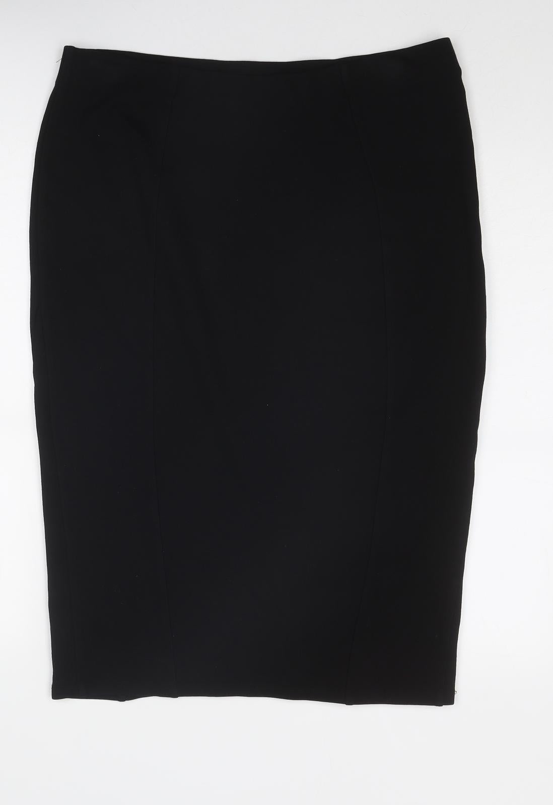 Marks and Spencer Womens Black Viscose Straight & Pencil Skirt Size 16