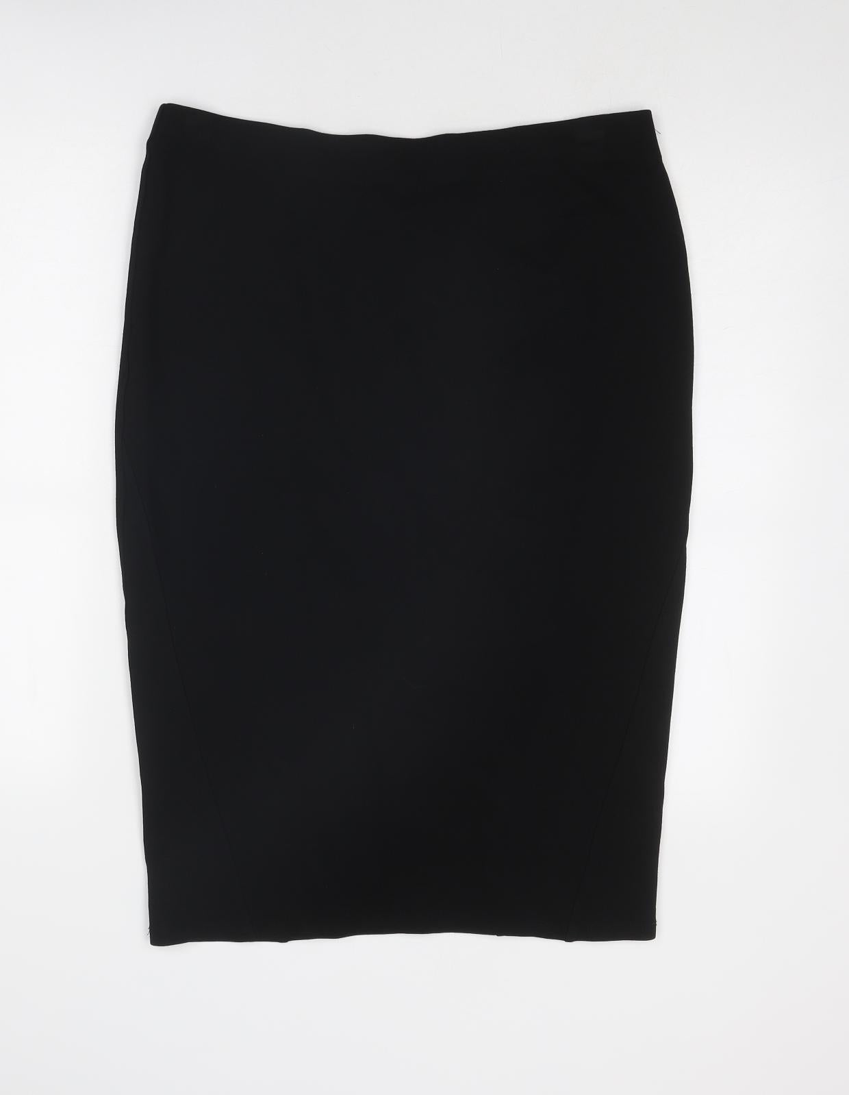 Marks and Spencer Womens Black Viscose Straight & Pencil Skirt Size 16