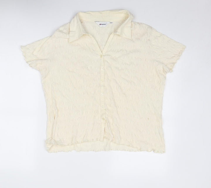 Damart Womens Ivory Cotton Basic Button-Up Size 20 Collared - Textured