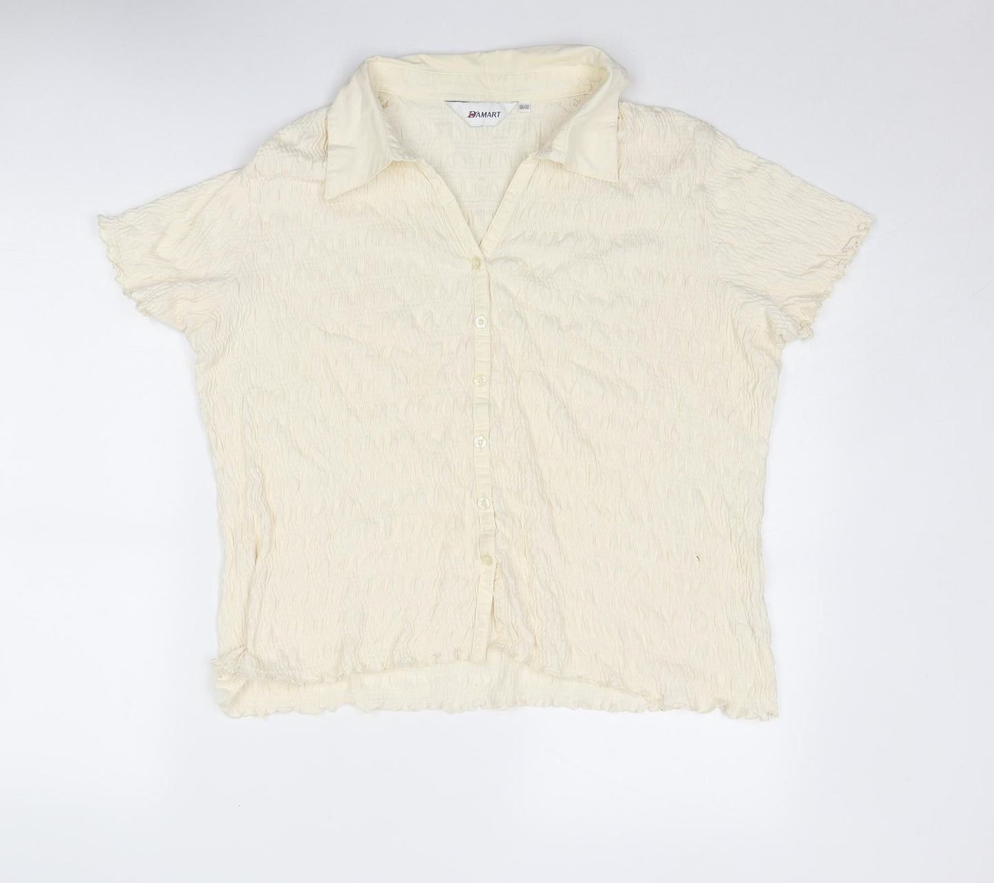 Damart Womens Ivory Cotton Basic Button-Up Size 20 Collared - Textured