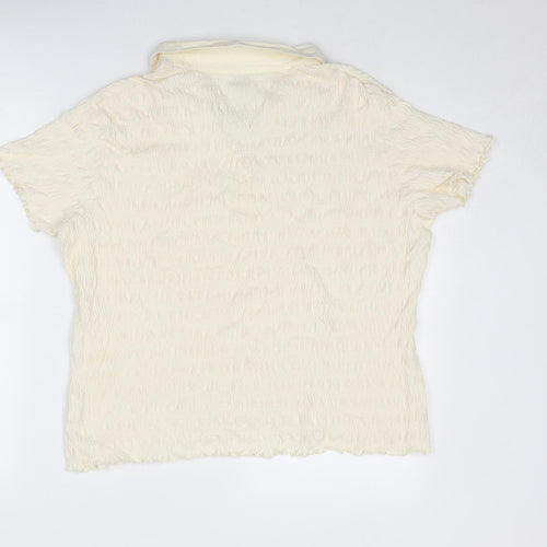 Damart Womens Ivory Cotton Basic Button-Up Size 20 Collared - Textured