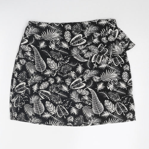 Golddigga Womens Black Geometric Polyester A-Line Skirt Size 12 Zip