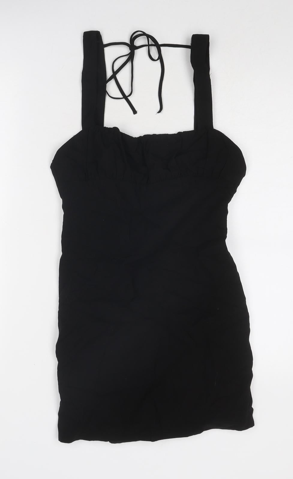 Zara Womens Black Polyester Mini Size XS Square Neck Zip