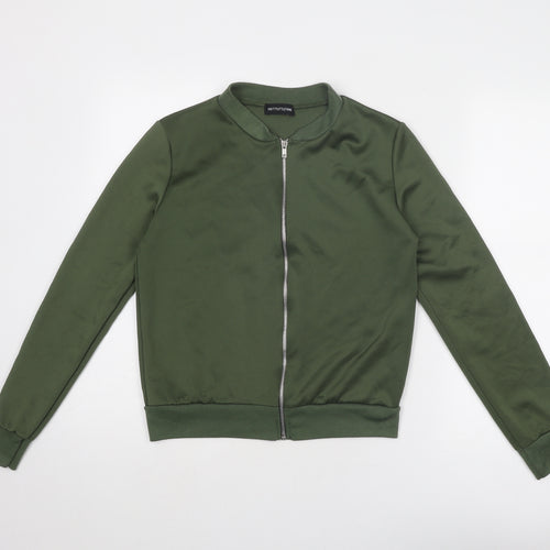 PRETTYLITTLETHING Womens Green Bomber Jacket Jacket Size S Zip - Size S-M