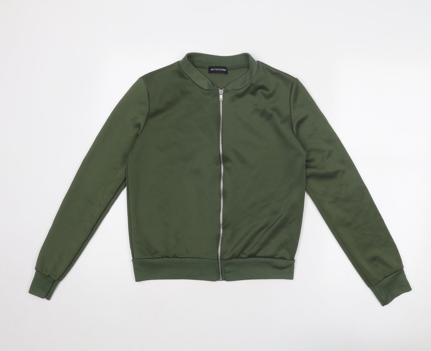 PRETTYLITTLETHING Womens Green Bomber Jacket Jacket Size S Zip - Size S-M