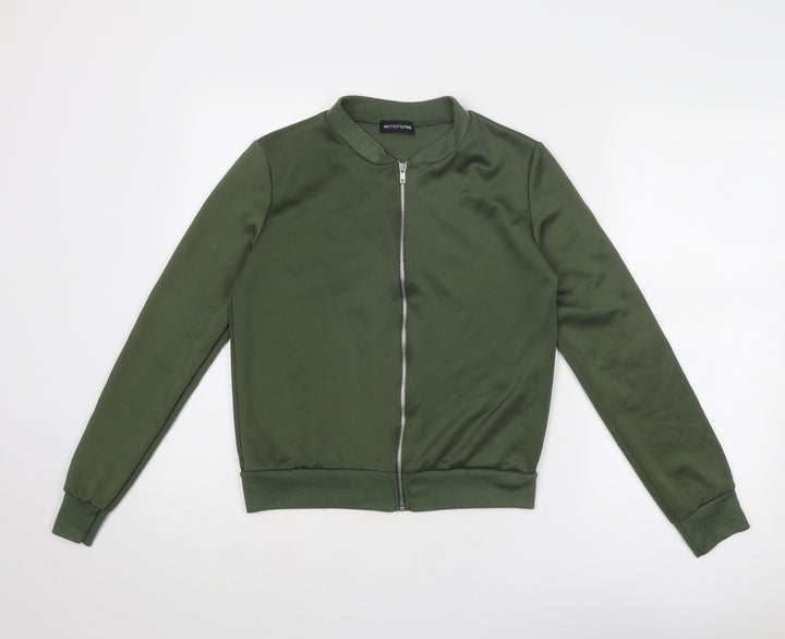 PRETTYLITTLETHING Womens Green Bomber Jacket Jacket Size S Zip - Size S-M
