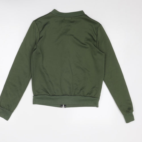 PRETTYLITTLETHING Womens Green Bomber Jacket Jacket Size S Zip - Size S-M