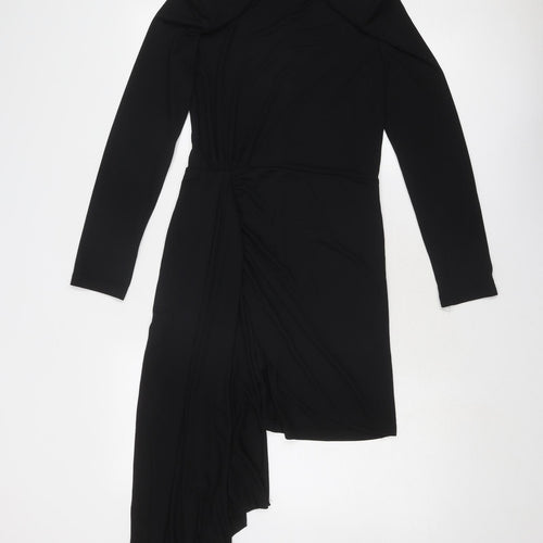 Zara Womens Black Polyester Bodycon Size M High Neck