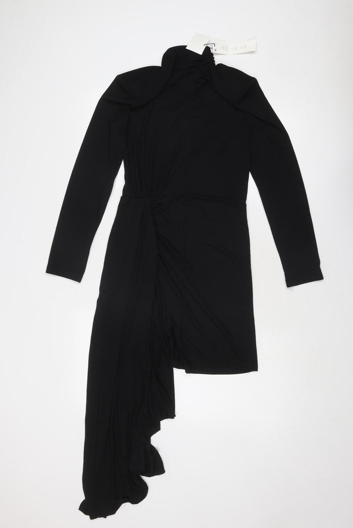 Zara Womens Black Polyester Bodycon Size M High Neck