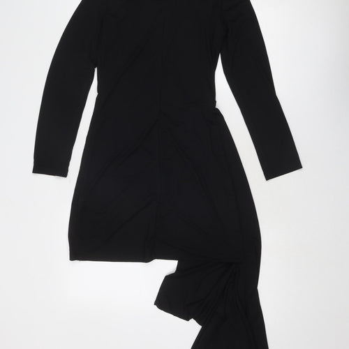 Zara Womens Black Polyester Bodycon Size M High Neck