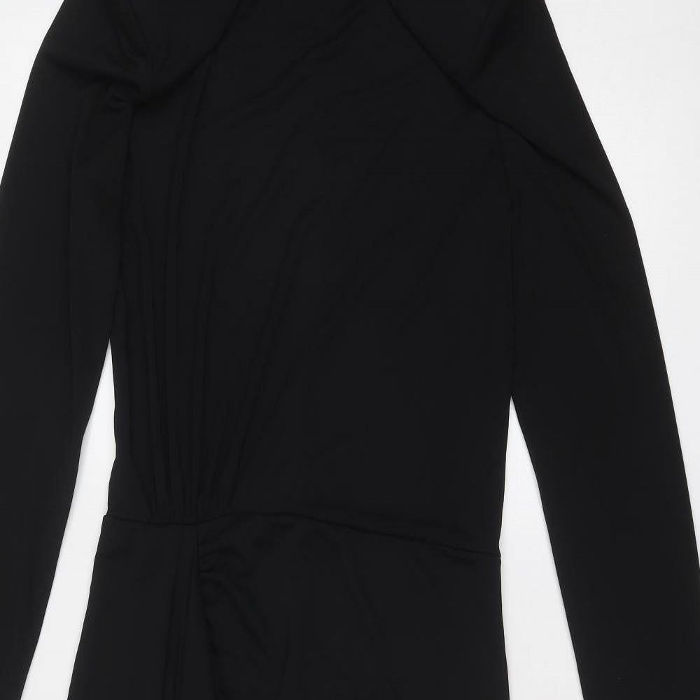 Zara Womens Black Polyester Bodycon Size M High Neck