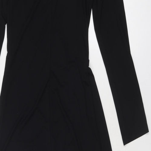 Zara Womens Black Polyester Bodycon Size M High Neck