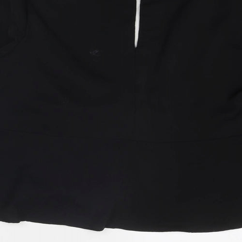JQ Womens Black Polyester Basic Blouse Size 16 V-Neck - Twist Detail