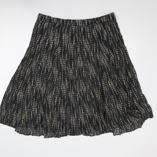 Jigsaw Womens Black Geometric Viscose Swing Skirt Size 16 Zip