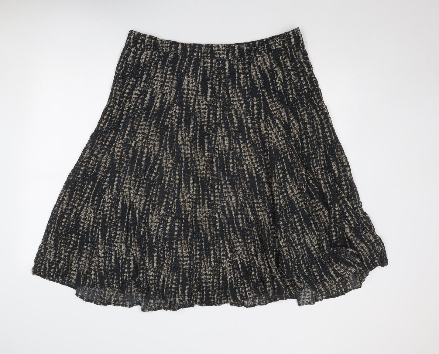 Jigsaw Womens Black Geometric Viscose Swing Skirt Size 16 Zip
