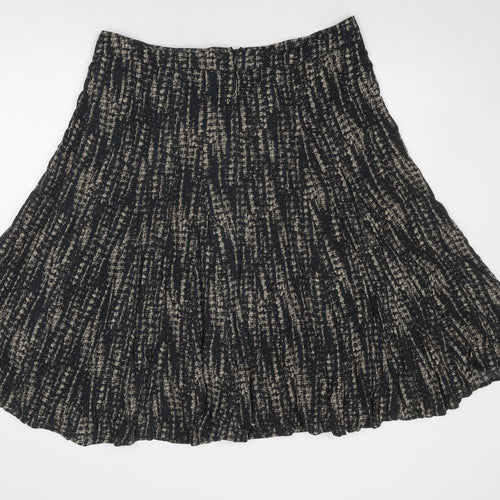 Jigsaw Womens Black Geometric Viscose Swing Skirt Size 16 Zip