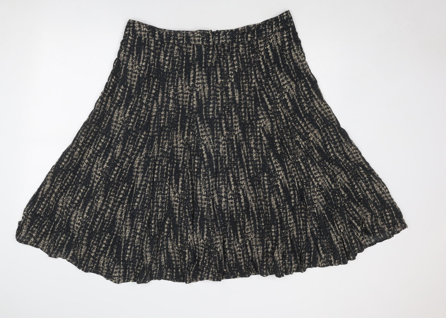 Jigsaw Womens Black Geometric Viscose Swing Skirt Size 16 Zip