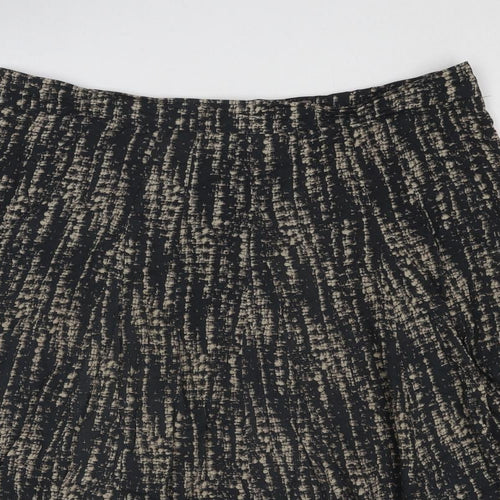 Jigsaw Womens Black Geometric Viscose Swing Skirt Size 16 Zip