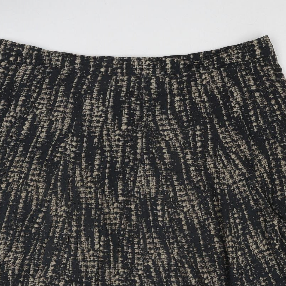 Jigsaw Womens Black Geometric Viscose Swing Skirt Size 16 Zip