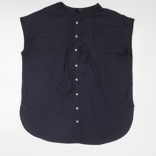 JD Williams Womens Grey Polyester Basic Button-Up Size 12 Round Neck