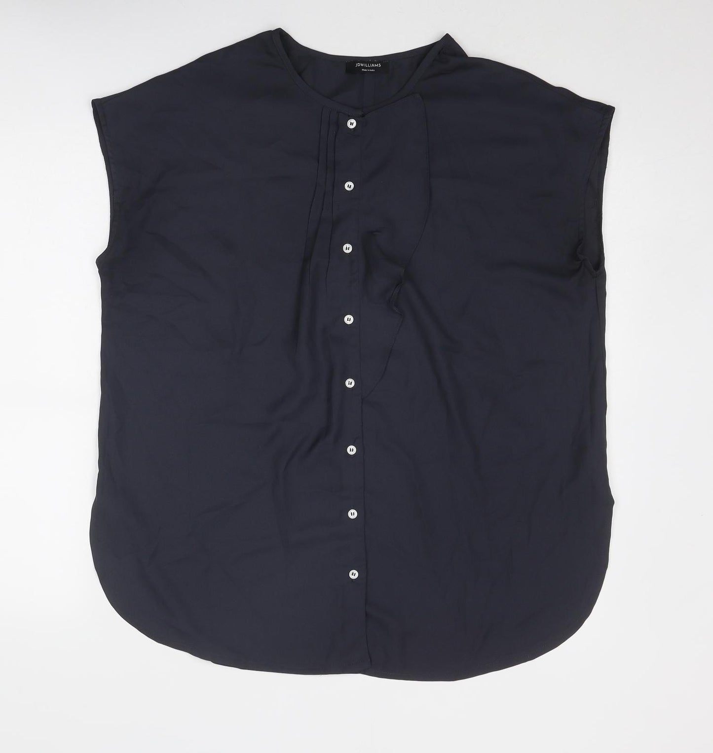 JD Williams Womens Grey Polyester Basic Button-Up Size 12 Round Neck