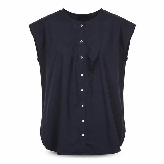 Front view of JD Williams women’s grey polyester basic button-up, size UK 12, round neck