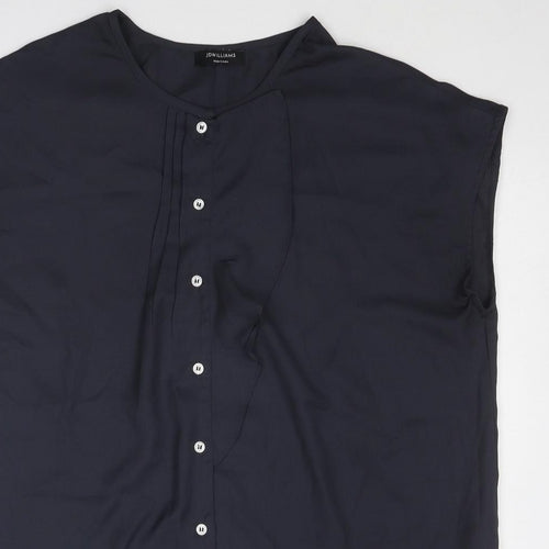 JD Williams Womens Grey Polyester Basic Button-Up Size 12 Round Neck
