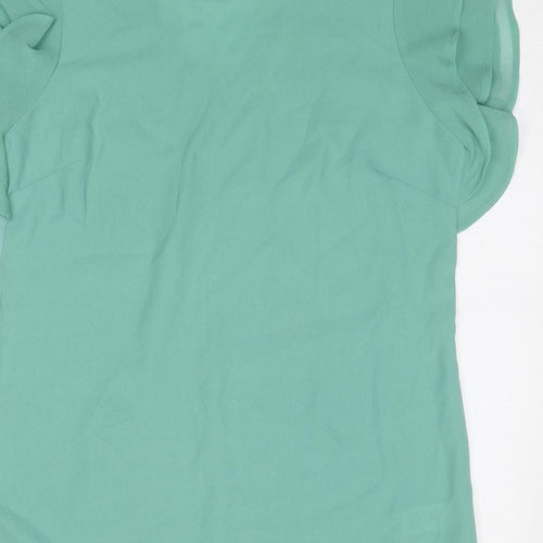 NEXT Womens Green Polyester Basic T-Shirt Size 10 V-Neck