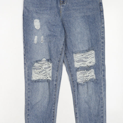 Urban bliss Womens Blue Cotton Mom Jeans Size 8 Regular Zip