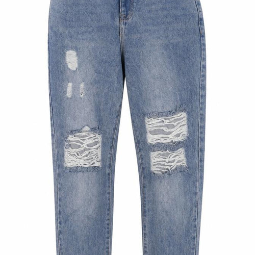 Urban bliss Womens Blue Cotton Mom Jeans Size 8 Regular Zip