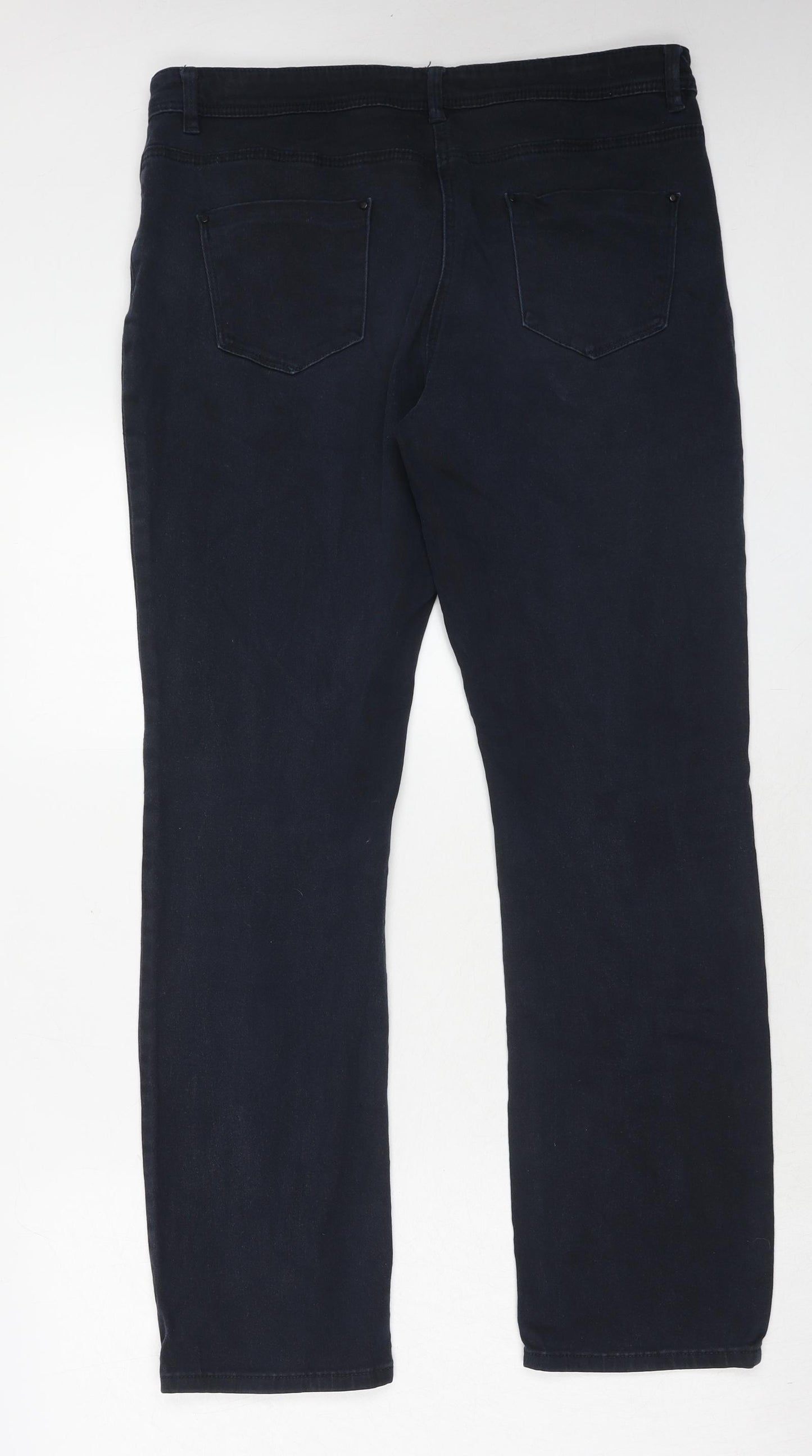 M&Co Womens Blue Cotton Skinny Jeans Size 14 Regular Zip