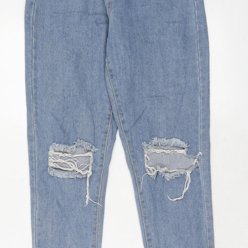 Boohoo Womens Blue Cotton Skinny Jeans Size 8 Regular Zip